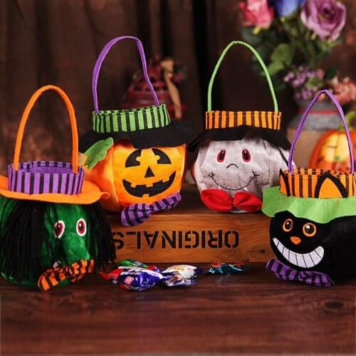 Halloween Candy Bag Handmade Pumpkin Bag Christmas Children Handbag Halloween Carnival Party Creative Decorative Witch Sugar Bag