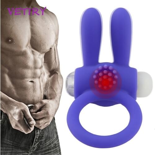 VETIRY Rabbit Vibrator Penis Ring Cock Ring Powerful Penis Enlargement Vagina Massage Sex Toys for Men Male Delay Ejaculation