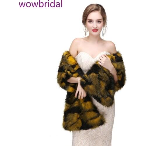 WOWBRIDAL Warm Faux Fur Winter Bridal Cape Wedding Cloaks Party Wraps Jacket Wrap Boleros De Encaje Boleros De Mujer
