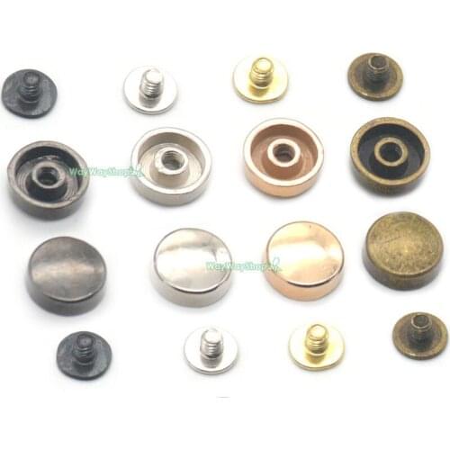 10 25 60 100 Pcs 10mm Alloy Flat Round Head Rivets Button for Handmake Studs Screw Punk Bag Clothes Handbag Shoes Decoration