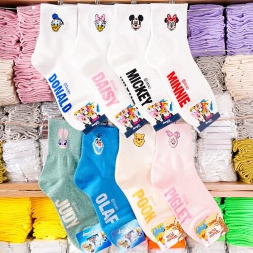 Disney Cartoon Womens Socks Spring And Autumn Ladies Tube Cotton Socks Casual Furniture Womens Socks