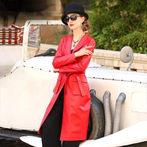 Genuine Leather Spring Autumn Jacket Women Real Sheepskin Female Korean Vintage Trench Coat X14160MTZ216901 MY1908