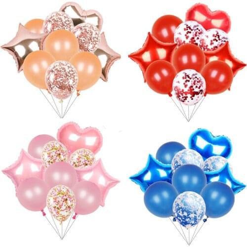 1set Latex Balloons Heart Star Gold Confetti Balloon Birthday Party Decoration Kids Adult Air Balls globos Wedding Decor