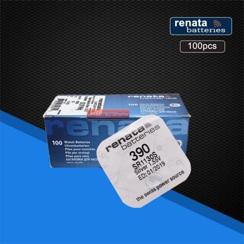 100pack Renata Silver Oxide Watch Battery 390 SR1130SW 1130 1.55V 100% original brand renata 390 renata 1130 battery