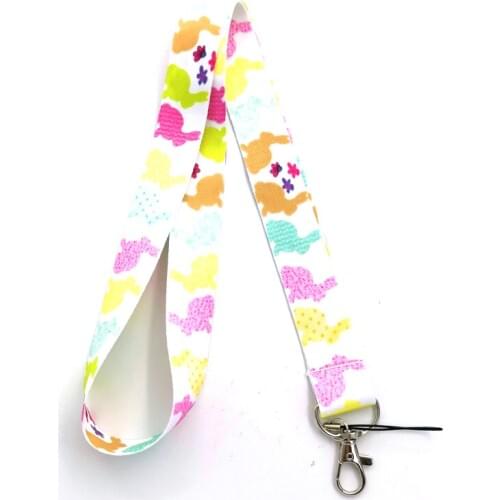 10Pcs Animal Rainbow Colour Rabbit Neck Strap Lanyard For Keys ID Badge Holder Hang Rope Webbing Ribbon Keychain Kawaii Lanyards