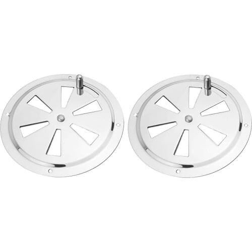 2x Stainless Steel Louver Air Vent Gille Cover w/ Side Knob 5.0inch Diameter