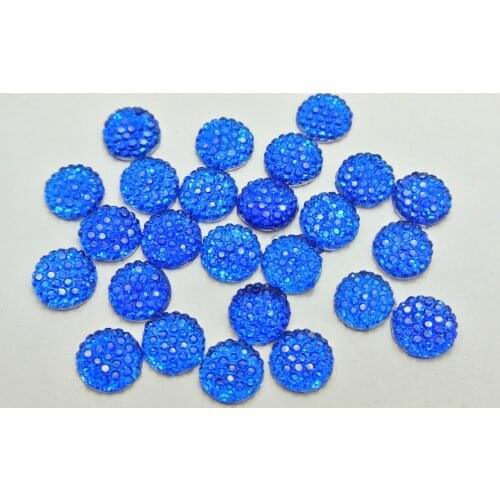 200 Royal Blue Acrylic Round Flatback Dotted Rhinestone Gems 8mm(0.31")