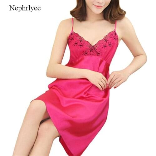 2021 Sexy Nightgowns For Women V Neck Sleepwear Summer New Imitation Silk NightDress Fashion Lace Nightwear Homewear SLP284