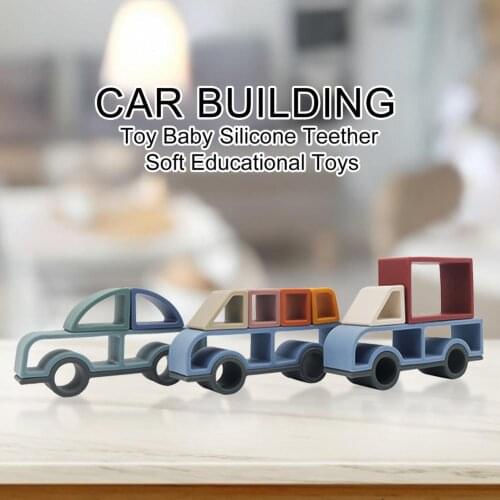 3sets Baby Soft Silicone Car Building Blocks 3D Folding Educational Stacking Toys BPA Free Silicone Teether Parts