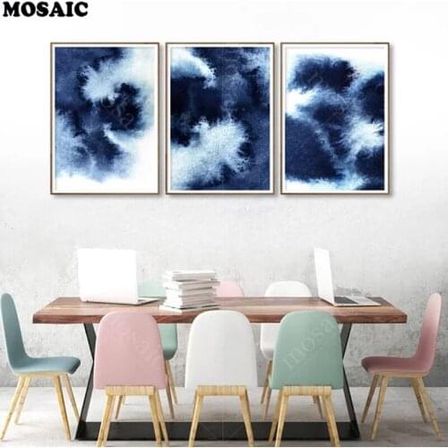 3pcs/set Full Resin Square Diamond Painting BLUE ART 5D Diamond embroidery Needlework Diamond Mosaic Cross Stitch decoration