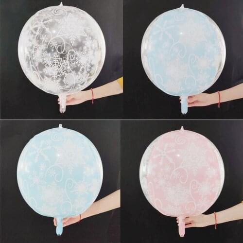 5pcs/22inch 4D Ball Snowflake Print Latex Balloon Christmas Decoration Balloon Holiday Celebration Christmas Gift