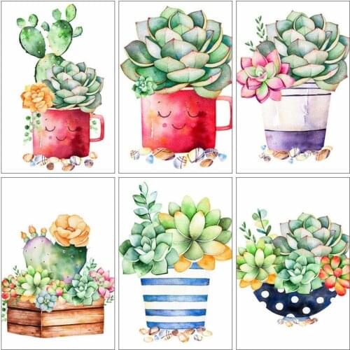 5D Diy Paint Succulents Embroidery Diamond Green Plant Art and Crafts Kit for Adults Nordic Home Decor Mosaic Jewel Cross Stitch