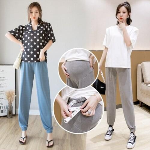 6035# Maternity Pants Spring Autumn Casual Pants Loose High Waist Comfy Belly Support Pants Elastic Waist Maternity Trousers