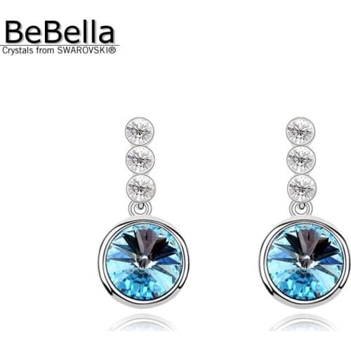 BeBella big round crystal pendant earrings made with Swarovski Elements