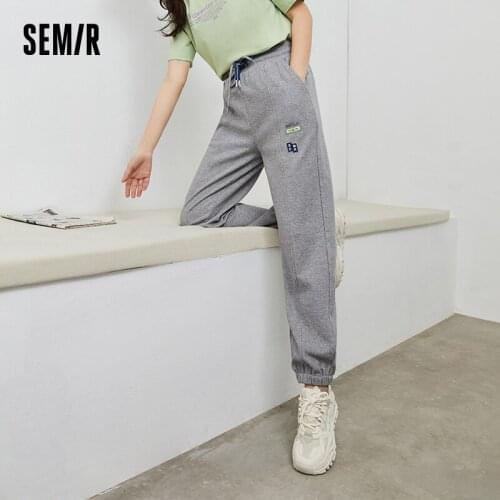 SEMIR Casual Trousers Women Trend Color Contrast Trousers 2021 New Stretch Knitted Sports Pants Summer Pants For Woman