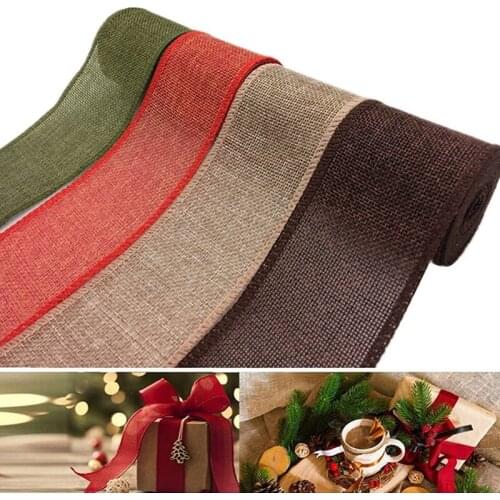 3m 6cm Wide Color Imitation Linen Roll Christmas Decorative Ribbon Bride Holding Flower Decoration Gift Wrapping
