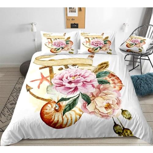 Ocean Duvet Cover Set Ocean Style Cartoon Bedding Set Floral Water color Beds Set For Girl Kids Home Textiles Microfiber For Bed