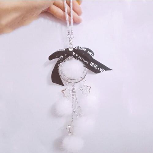 Girl Art Cute Plush hollow star car pendants auto Rearview Mirror hanging decoration Creative gift car accessories interior