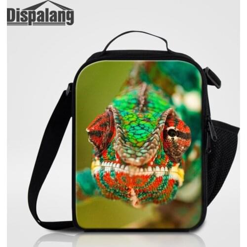 Dispalang Portable Lunch Bag Lizard Animal Print Thermal Food Lunch Bags for Women Picnic Cooler Bag Kids Lunch Box Milk Bag