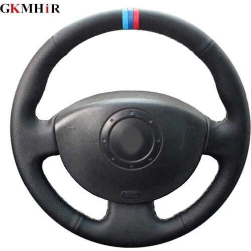 DIY Black Artificial PU Leather Car Steering Wheel Covers for Renault Kangoo 2008 Megane 2 2003-2008 Scenic 2 2003-2009