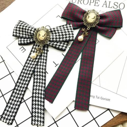 White Red Houndstooth Bow Tie Womens Uniform Shirt Striped Plaid Bowtie Fashion Girl Student Accessories Gift