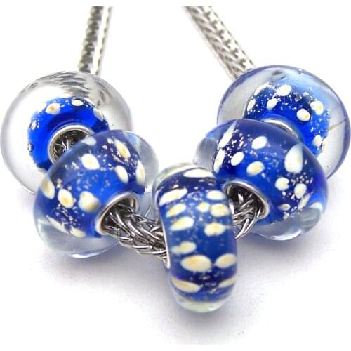 JGWGT 3121 5X 100% Authenticity S925 Sterling Silver Beads Murano Glass beads Fit European Charms Bracelet diy jewelry Lampwork