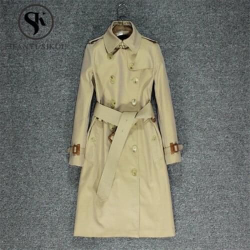 Classic Women Trench coat Double Breasted Fashion Long Trench coat Lady High quality Windproof Waterproof Windbreaker 2020 New