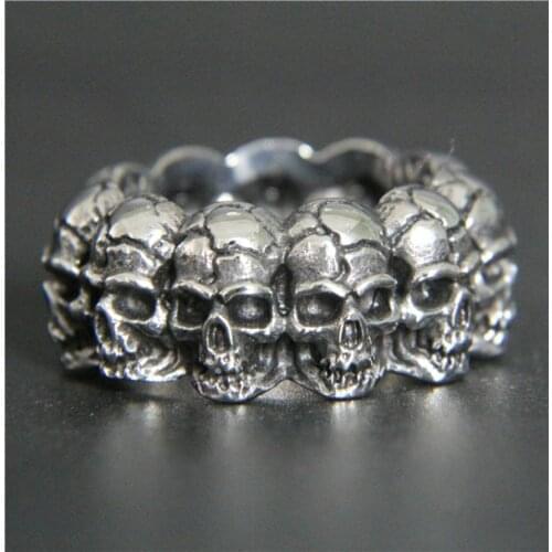 Band Skull Ring Stainless Steel Mens Women Fashion Biker Skull Ring
