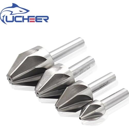 UCHEER 1pc HSS Countersink 60-120Degree Chamfering End Mill straight Shank Cutter Drill Bit Chamfer Deburring Tool