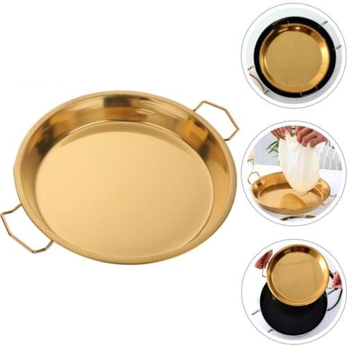 Colorful Stainless Steel Disc Liangpi Plate Creative Disc with Handle Steam Plate Meal Snack Plate