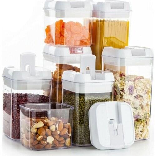 Kitchen Cereal Transparent Airtight Containers Dry Grain Sugar Milk Powder Containers Sealed Cans Home Storage Boxes Supplies