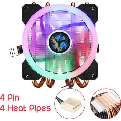 4 Copper Heatpipes CPU Cooler with RGB Fan Cooler Heatsink 4pin CPU Cooling Fan for Intel 775/1150/1151/1155/1156/1366 for AMD
