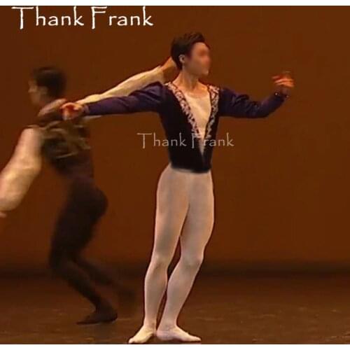 Custom Made Male Prince Ballet Top Boys Long Sleeve Dance Costume Men V-Neck Elegant Stage Clothing Professional Male Costumes