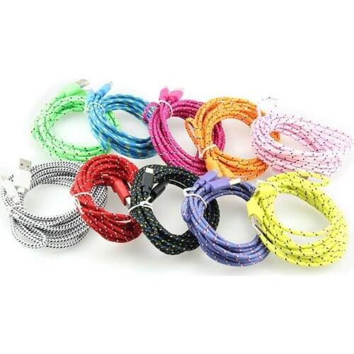 Nylon Braided USB Cable 1M 2M 3M Data Sync Fast Charging USB C Cable For Samsung S10 Xiaomi mi9 mi8 Huawei 200pcs