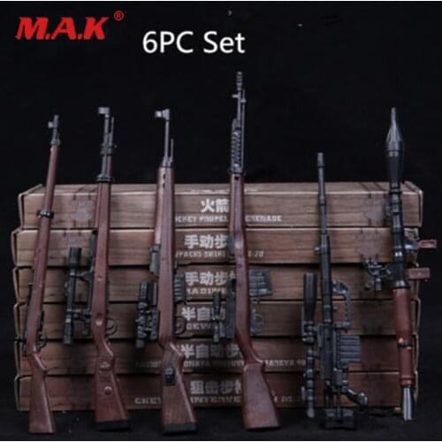 NEW 6pcs/Set 1/6 soldier automatic rifle sniping weapon gun models 4D RPG M14 fit for 12 inches action figures dolls