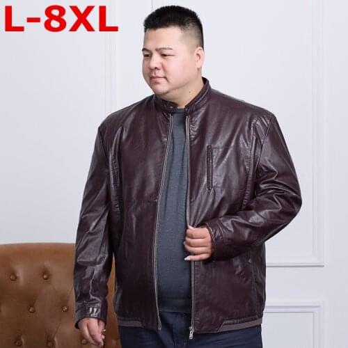 New Plus size 8XL 7XL 9XL 10XL brand PU Motorcycle Leather Jackets Men, Autumn Winter Clothing,Male Casual black red Coats