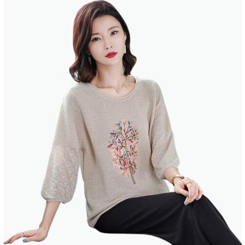 2019 Autumn And Winter new Casual Thin Embroidery O-Neck Tops Women fashion Knitted Pullovers Sweater Womens clothing