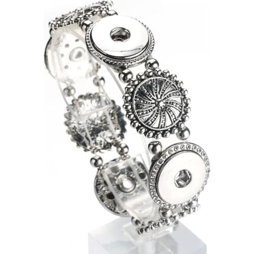 New Trendy Women Bangles Snap Button Bracelets Jewelry Fit 18mm Snap Jewelry Crystal 4 Button Bracelet 9138