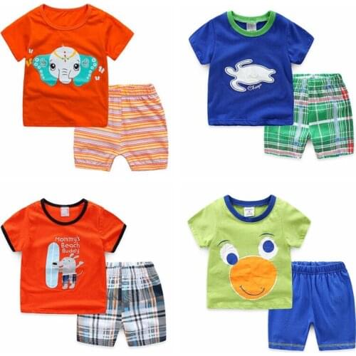 New Girls Pajamas set Kids Summer suit Children Underwear CartoonT-shirts+Shorts Boys Girls Sleepwear clothing Sets