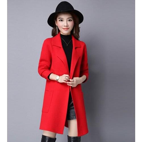 Autumn New Cashmered Coats Women Long V-Neck Loose Wool Outwear Coats High Quality Women Casual Cardigans Cashmere Coat FP1340