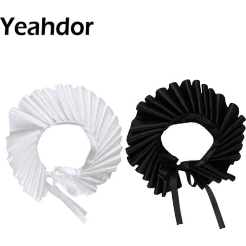 Fake Neck Collar Renaissance Elizabethan Ruffled Neck Collar Clown Satin Choker Victorian Costume Halloween Cosplay Accessories