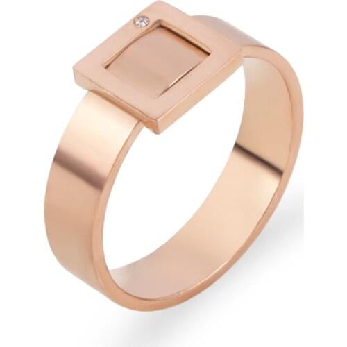 Simple Titanium Steel Metal Square Belt Buckles Crystal Rings For Women Party Love Ring Trendy Jewelry Accessories Gift