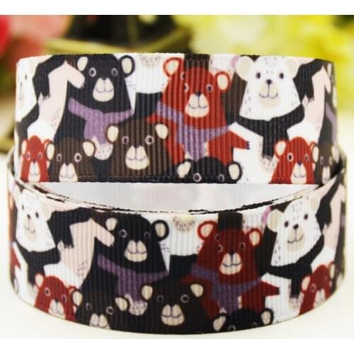22mm 25mm 38mm 75mm Bears Cartoon printed Grosgrain Ribbon party decoration 10 Yards X-04501