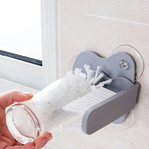 Kitchen Wash Cup Mug Sponge Brush Glass Wine Bottle Cup Suction Cleaner Kitchen 2 in 1 Rotating Cleaning Brushes