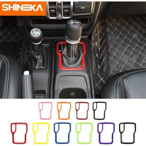 SHINEKA Interior Mouldings For Jeep Wrangler JL ABS Car Gear Shift Panel Cover Ring Sticker Accessory For Jeep Wrangler JL 2018
