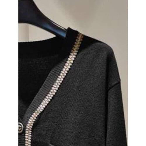 2020 Autumn and Winter New Womens V-neck Wool Knitted Cardigan