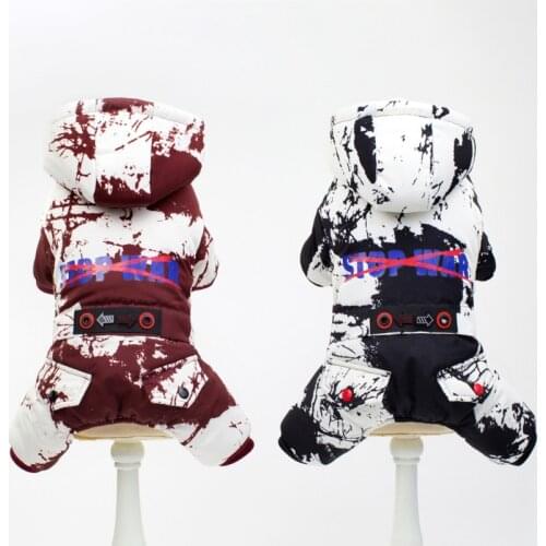 Winter Warm Dog Jumpsuit Pet Dog Clothes Fashion Printed Windproof Dog Coat Thicken Pet Clothing For Dogs Costume Apparel