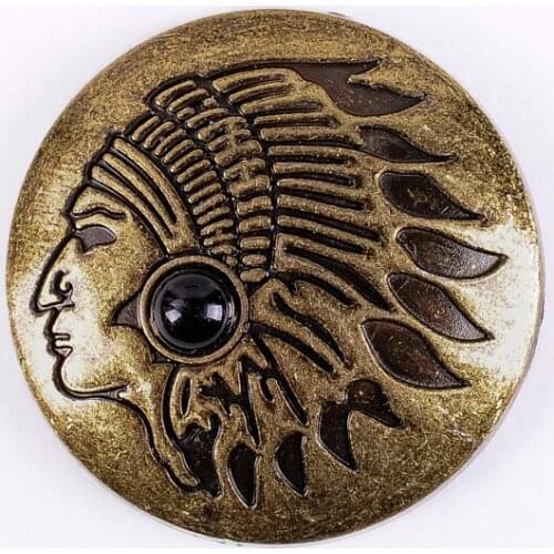 10X Left Face Indian Head Turquoise Brass Handcraft Belt Concho Button Screwback