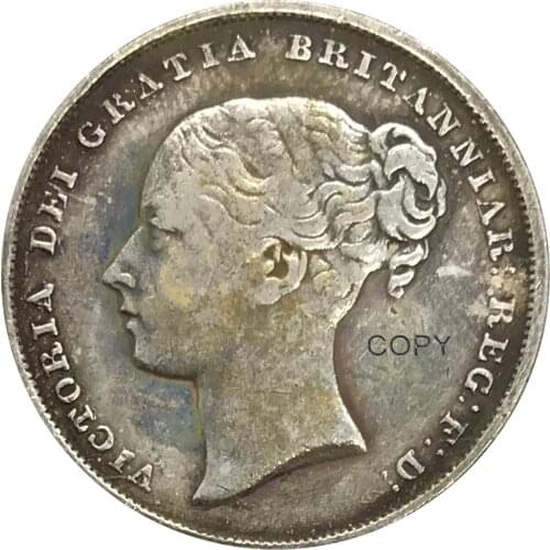 1840 United Kingdom 1 One Shilling Victoria Cupronickel Plated Silver Copy Coin