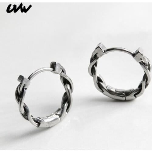 UVW455 2pc Punk High Quality 316L Steel Twisted Hoop Earrings Women Mens Jewelry Accessories Gift Cool